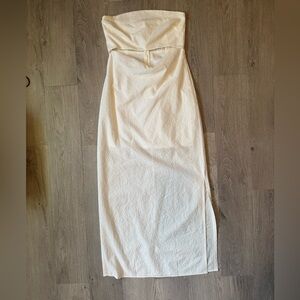 Strapless Cutout Maxi Crinkle Woven